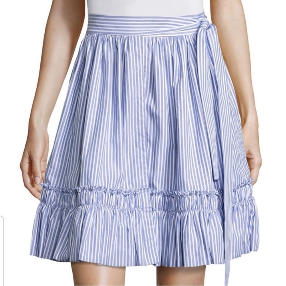 ALEXIS Barbara Skirt BlueWhite Striped Ruffled Skirt Size Small